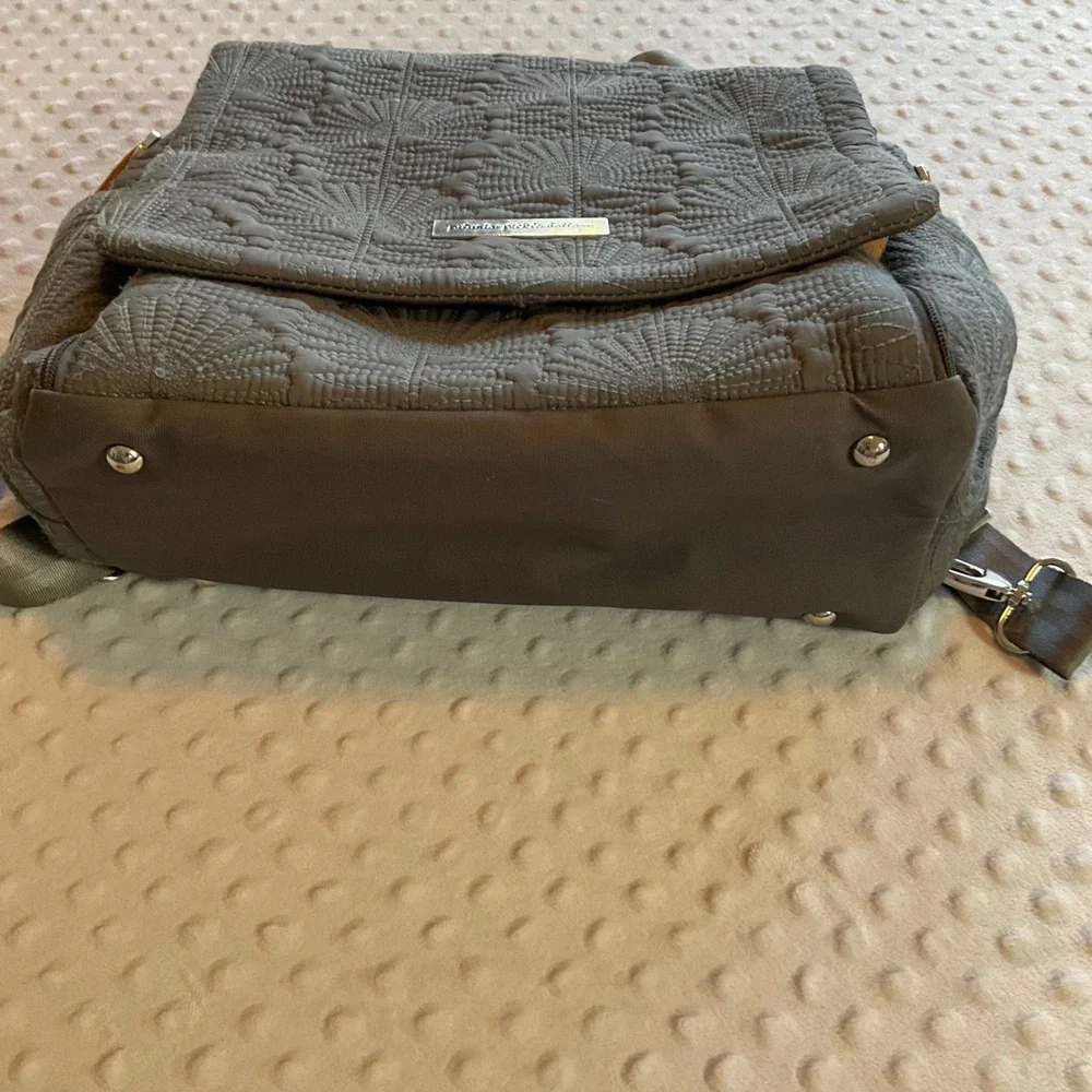 Petunia Pickle Bottom Diaper Bag Backpack One Size Gray Quilted Boxy Backpack